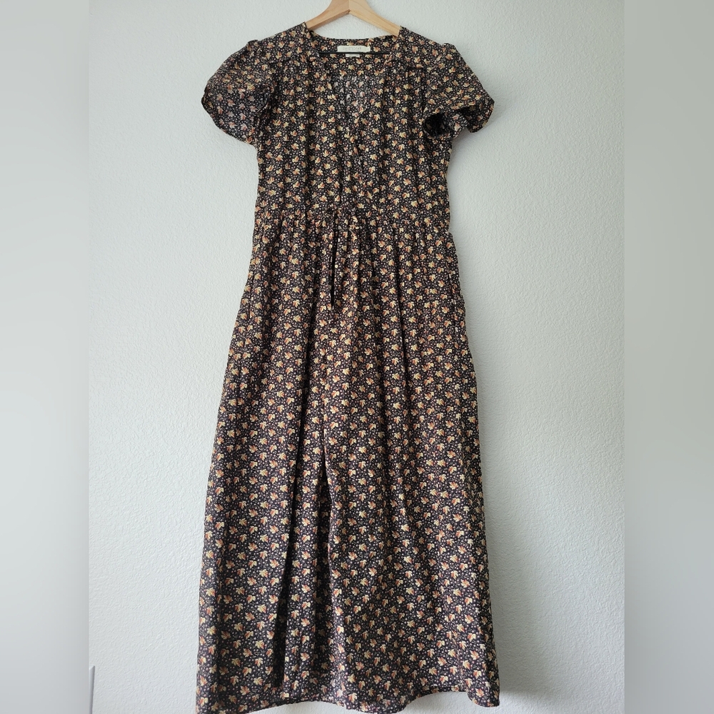 Christy Dawn the dawn dress in carob ditsy leaf, medium - Picture 4 of 8